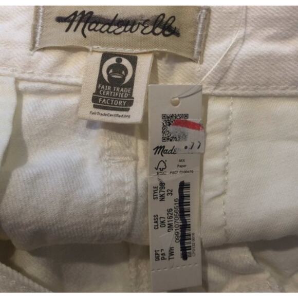 Madewell Baggy Straight Jeans Tile White Size 32 NWT High Rise Pleated - Picture 4 of 6